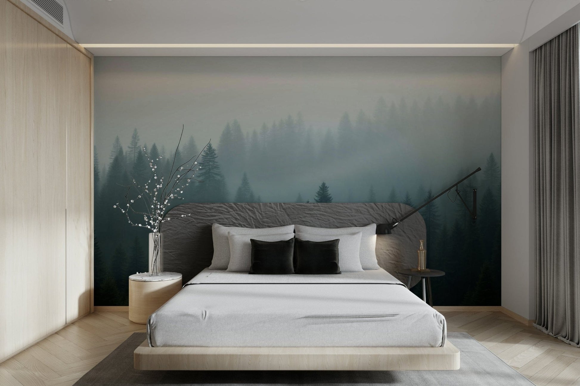 Enchanted evergreen trees backdrop

