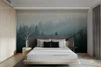 Enchanted evergreen trees backdrop

