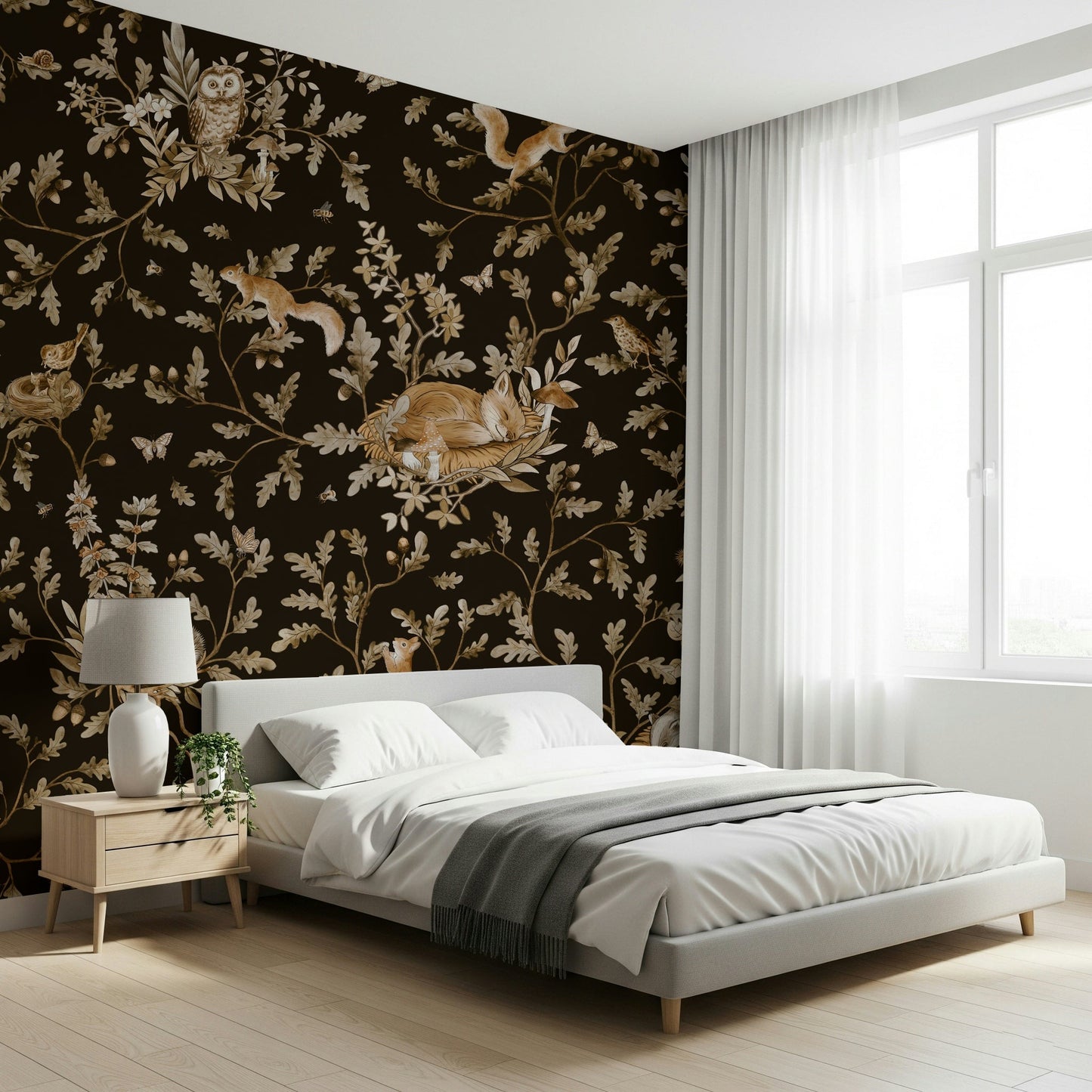 Detail of a lounging sloth in the Enchanted Forest Naps Wall Mural