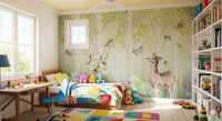Nature themed wall mural for kids bedroom