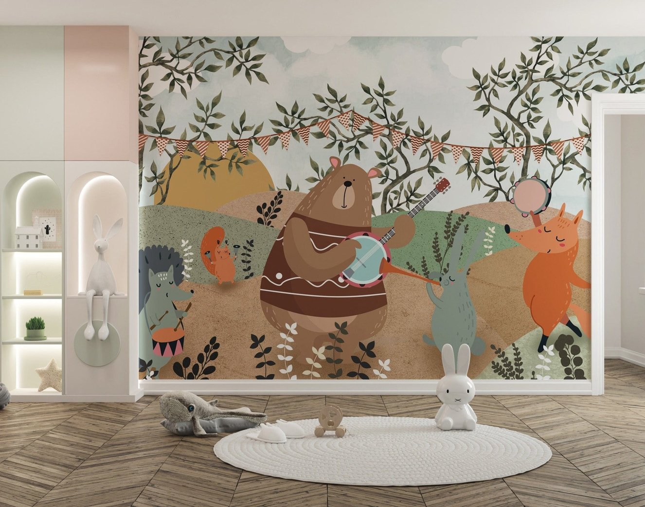 Enchanted forest party wall mural

