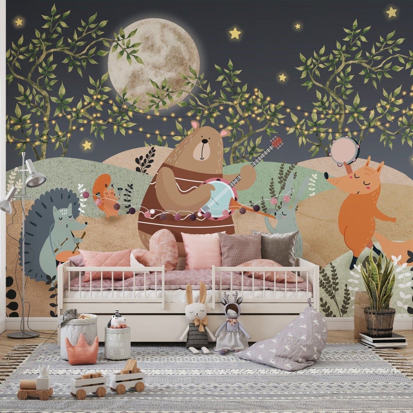 Charming forest wallpaper with animals, C91