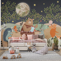 Charming forest wallpaper with animals, C91
