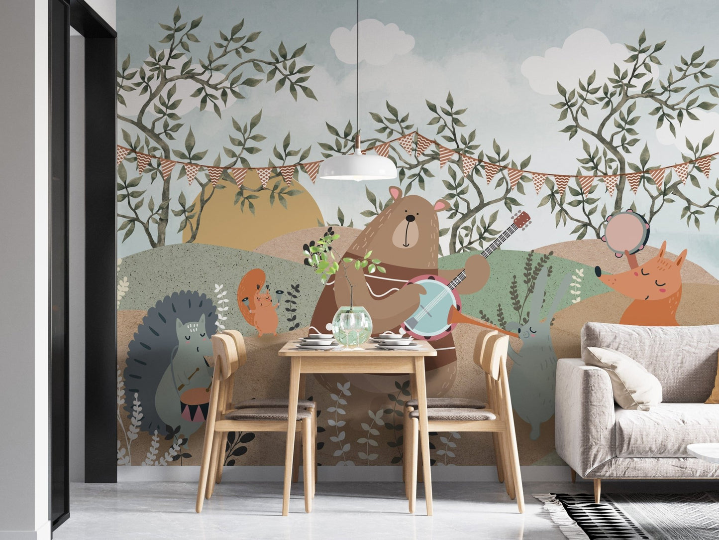Enchanted forest themed wall mural
