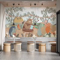 Forest animals party wallpaper
