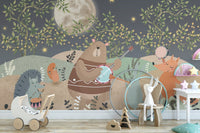 Magical woodland mural with starry sky, C91
