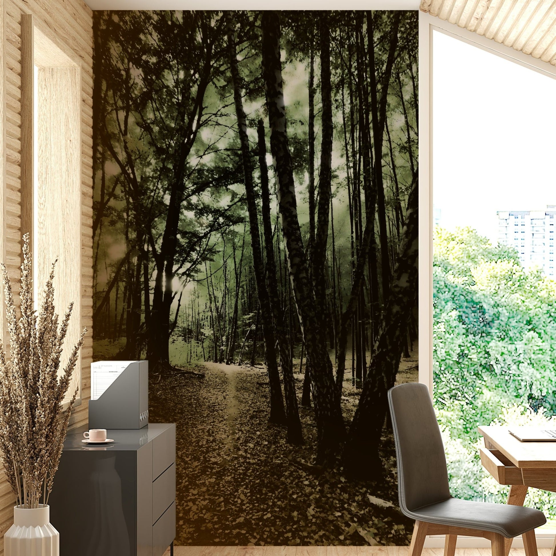 Soft, natural light bathes the forest, creating calmness

