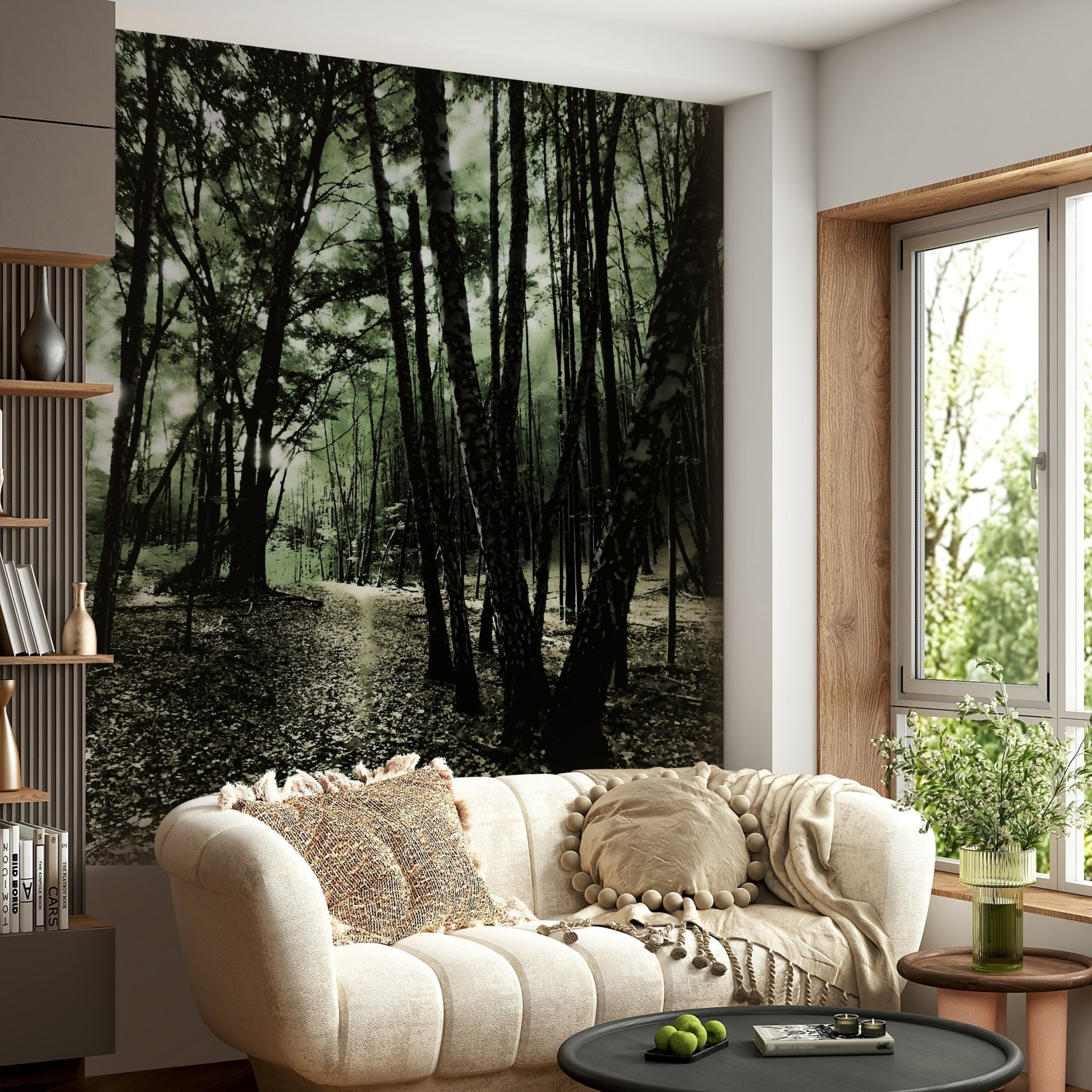 High-quality photography mural with intricate forest details

