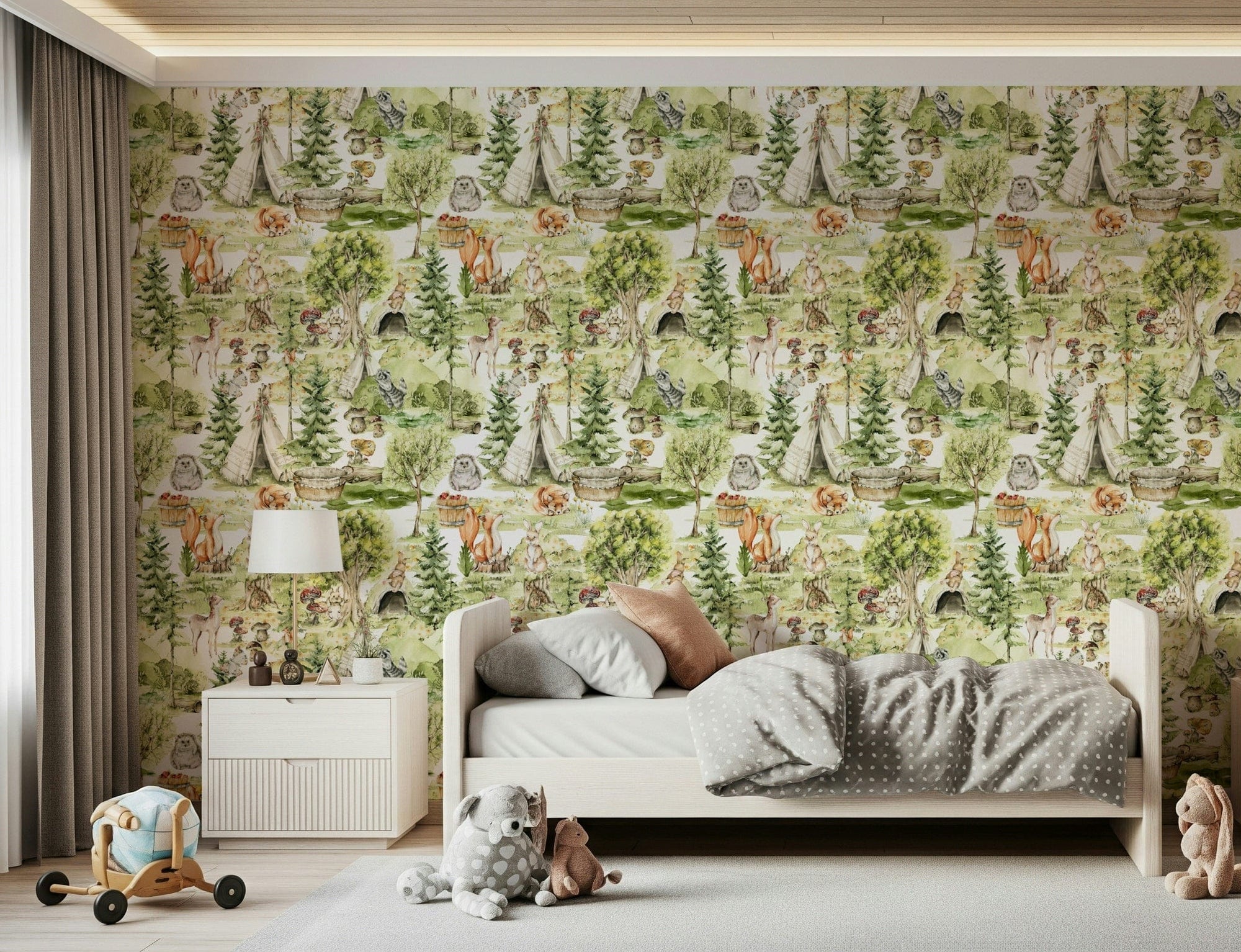 Enchanted Forest Tales lush green foliage wallpaper for walls., GD7222