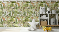 Sleeping fox and hedgehog motifs Enchanted Forest Tales mural.