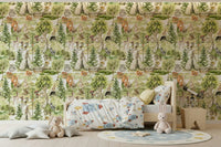 Enchanted Forest Tales nursery wallpaper for walls with bunnies.