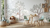 Nature-inspired wallpaper for kids with woodland animals