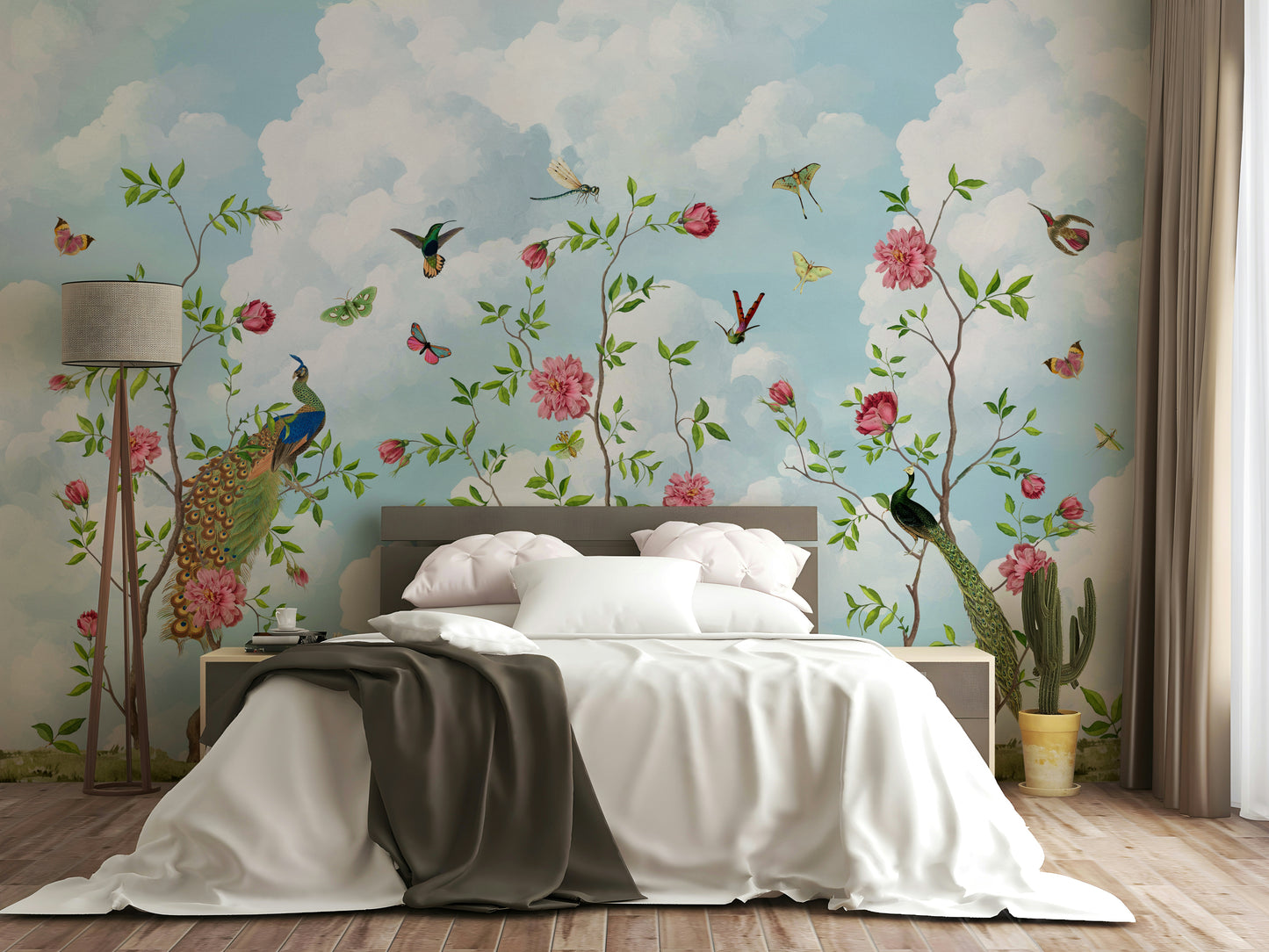 Nature-inspired wallpaper with floral abundance

