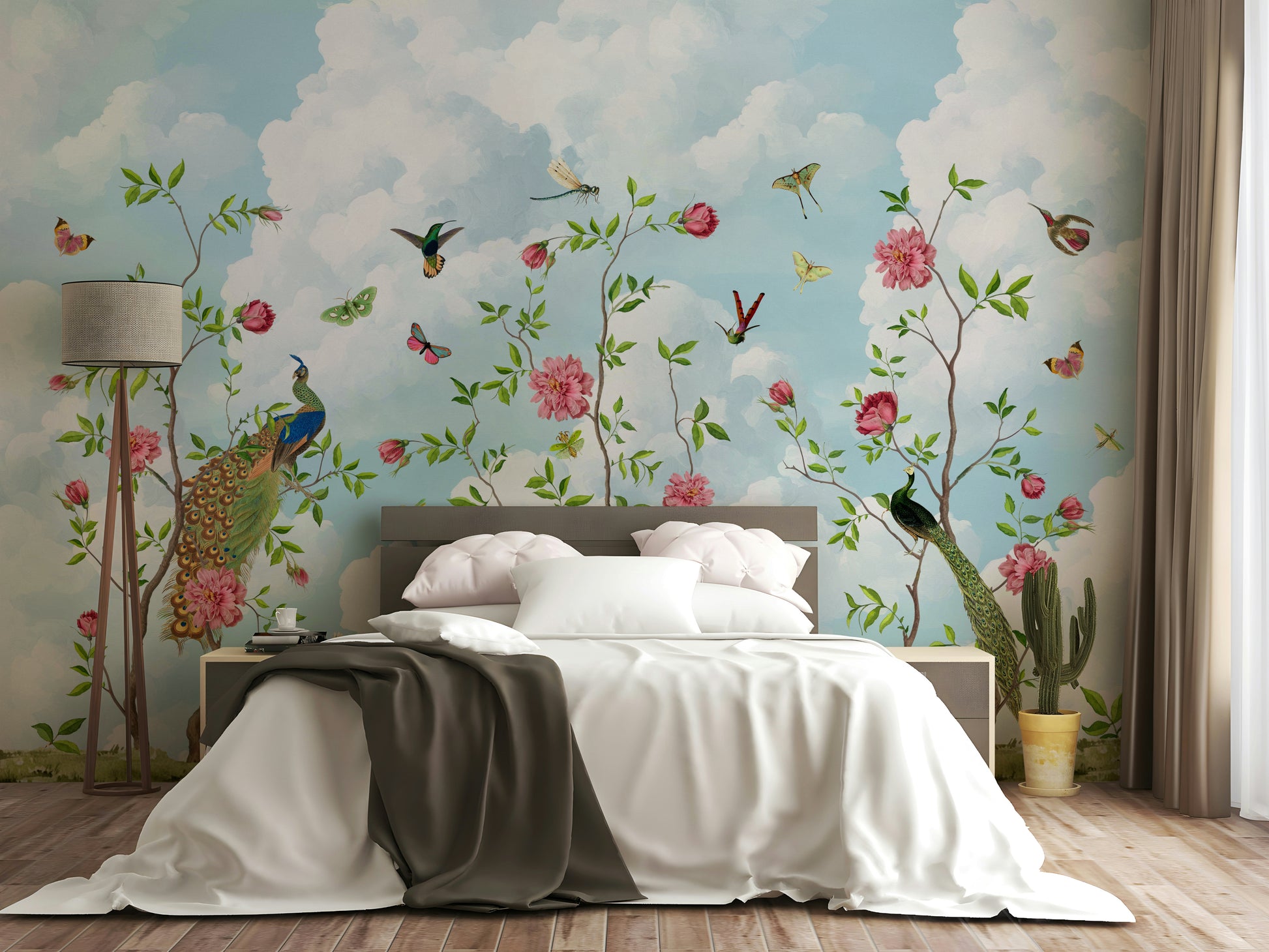 Nature-inspired wallpaper with floral abundance

