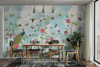 Garden escape mural with artistic greenery

