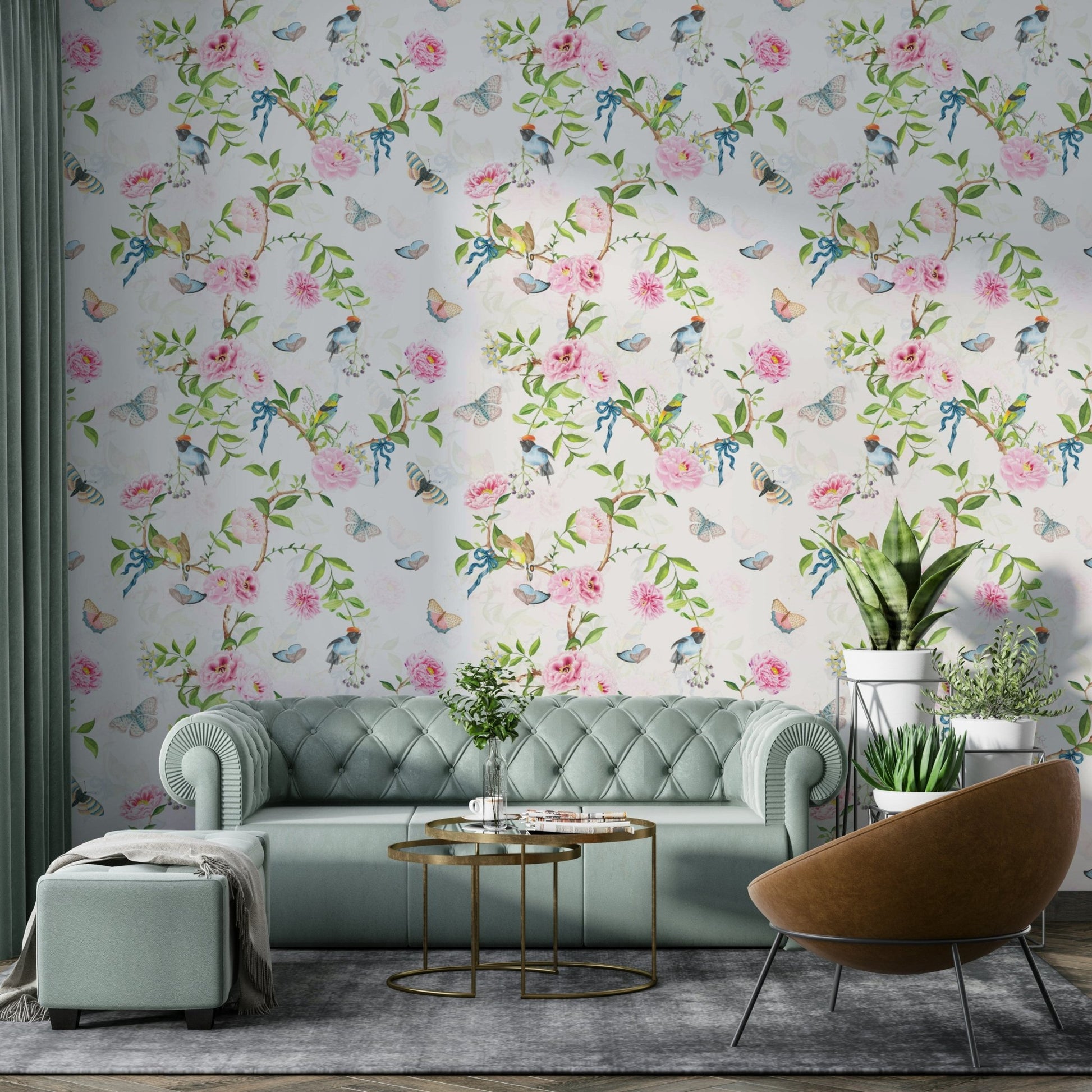 Floral patterns in Enchanted Garden Escape Wallpaper

