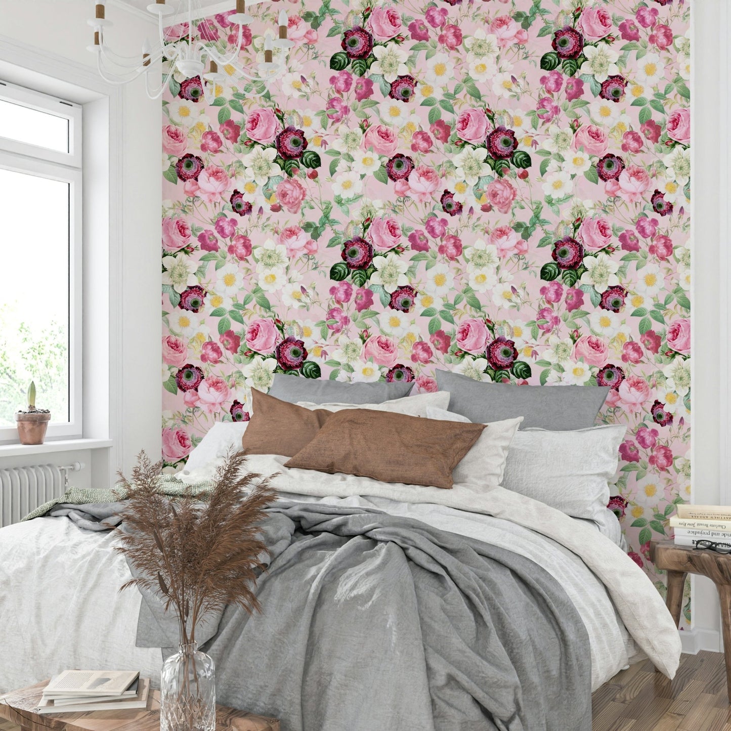 Light and airy rose wallpaper design for tranquil spaces., GD1342