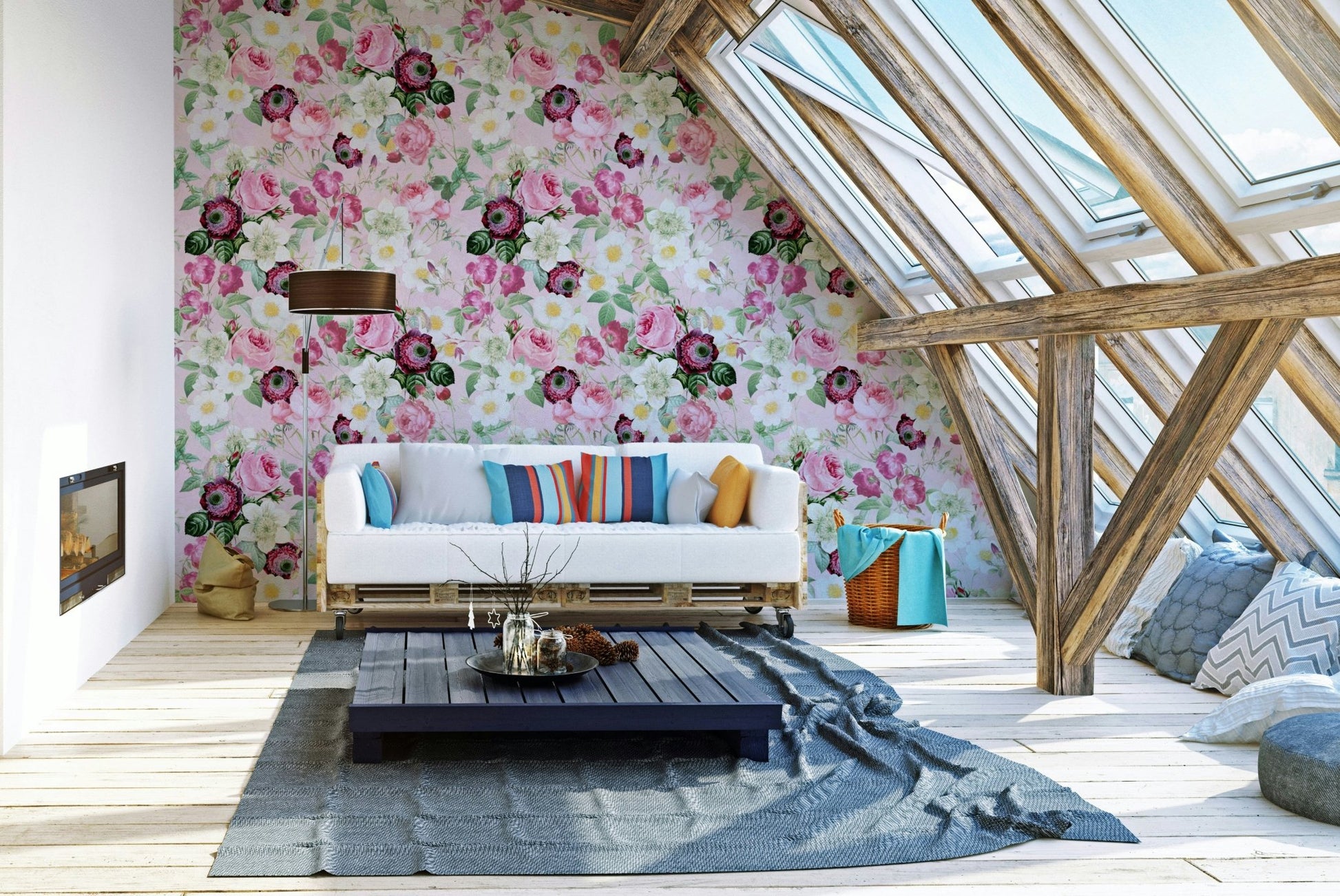 Subtle pink roses wallpaper perfect for a feminine space., GD1342