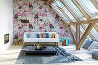 Subtle pink roses wallpaper perfect for a feminine space., GD1342