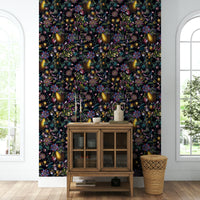Floral enchanted garden wallpaper for elegant spaces