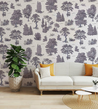 Wall decor showing a tranquil woodland

