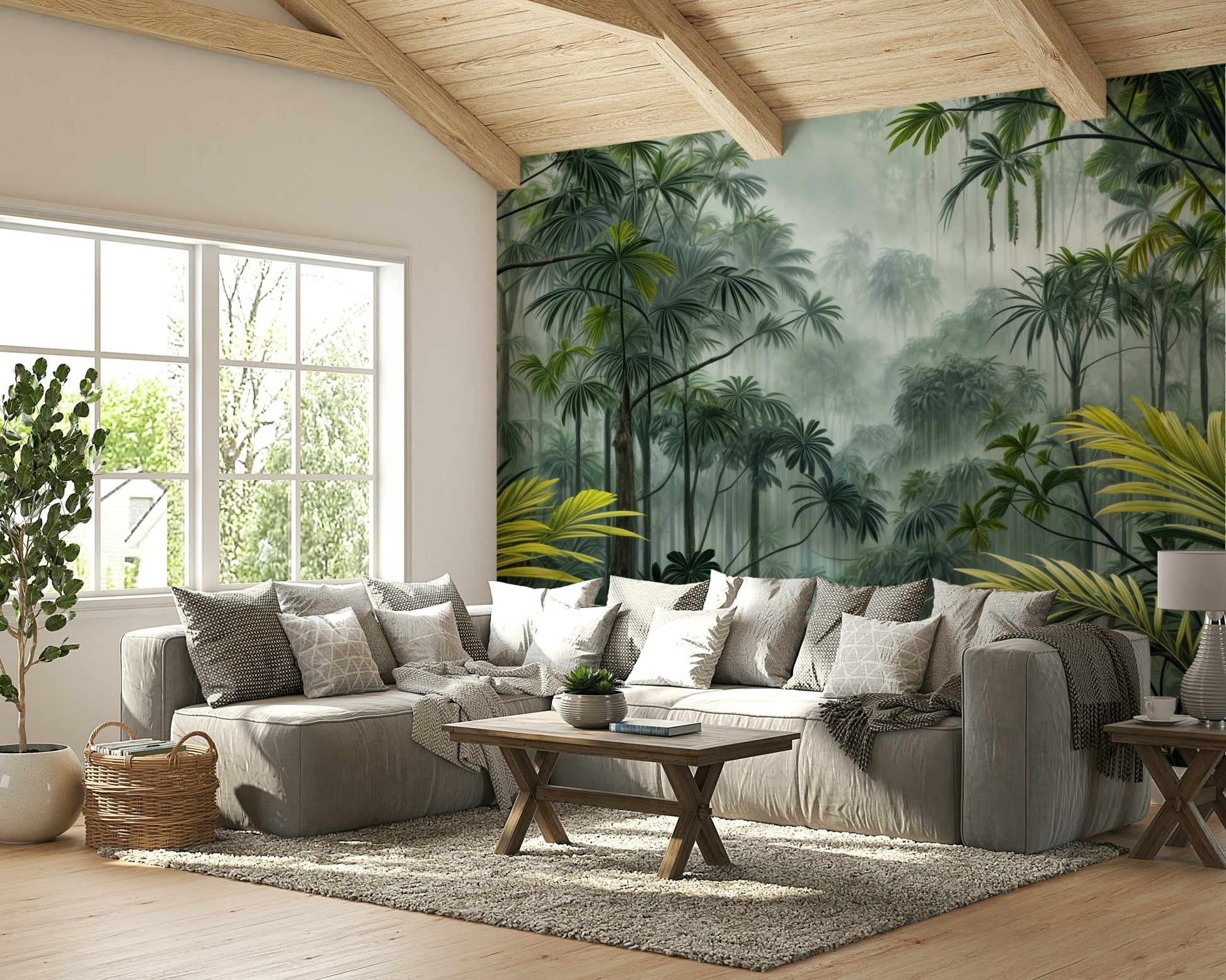 Lush jungle escape wall mural for walls
