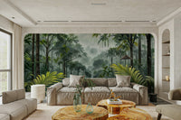 Lush green jungle escape wall mural art