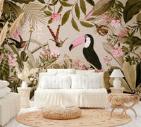 Lush jungle oasis mural transforming your living space.

