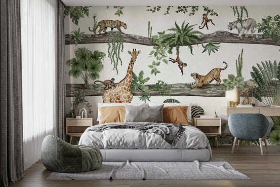 A beautiful enchanted jungle wallpaper mural for a modern home., GD5109