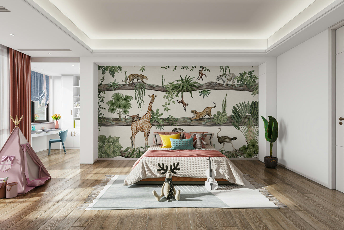 A classic jungle print wallpaper for walls.

