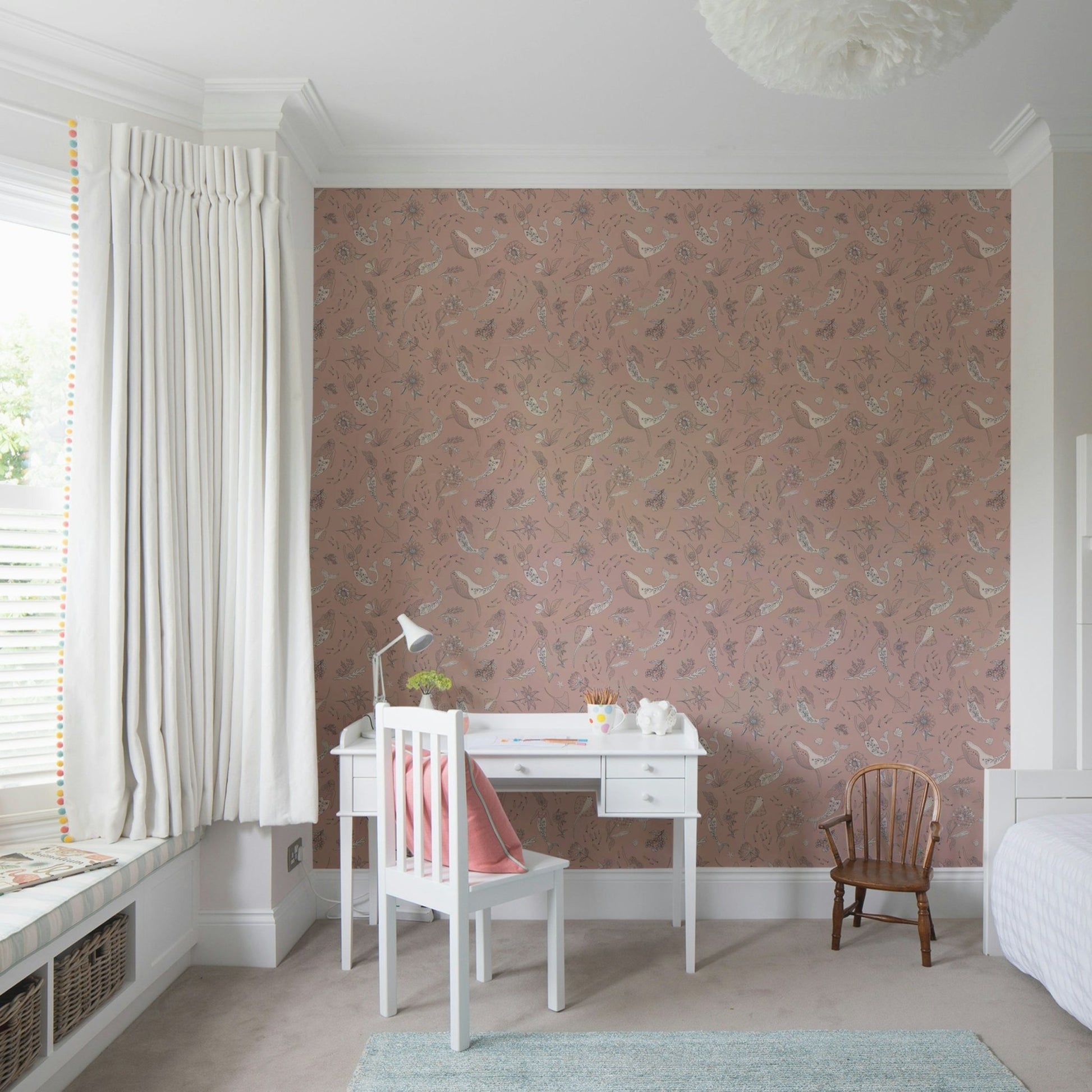 Sparkly mermaid lagoon wallpaper with aquatic details, GD960