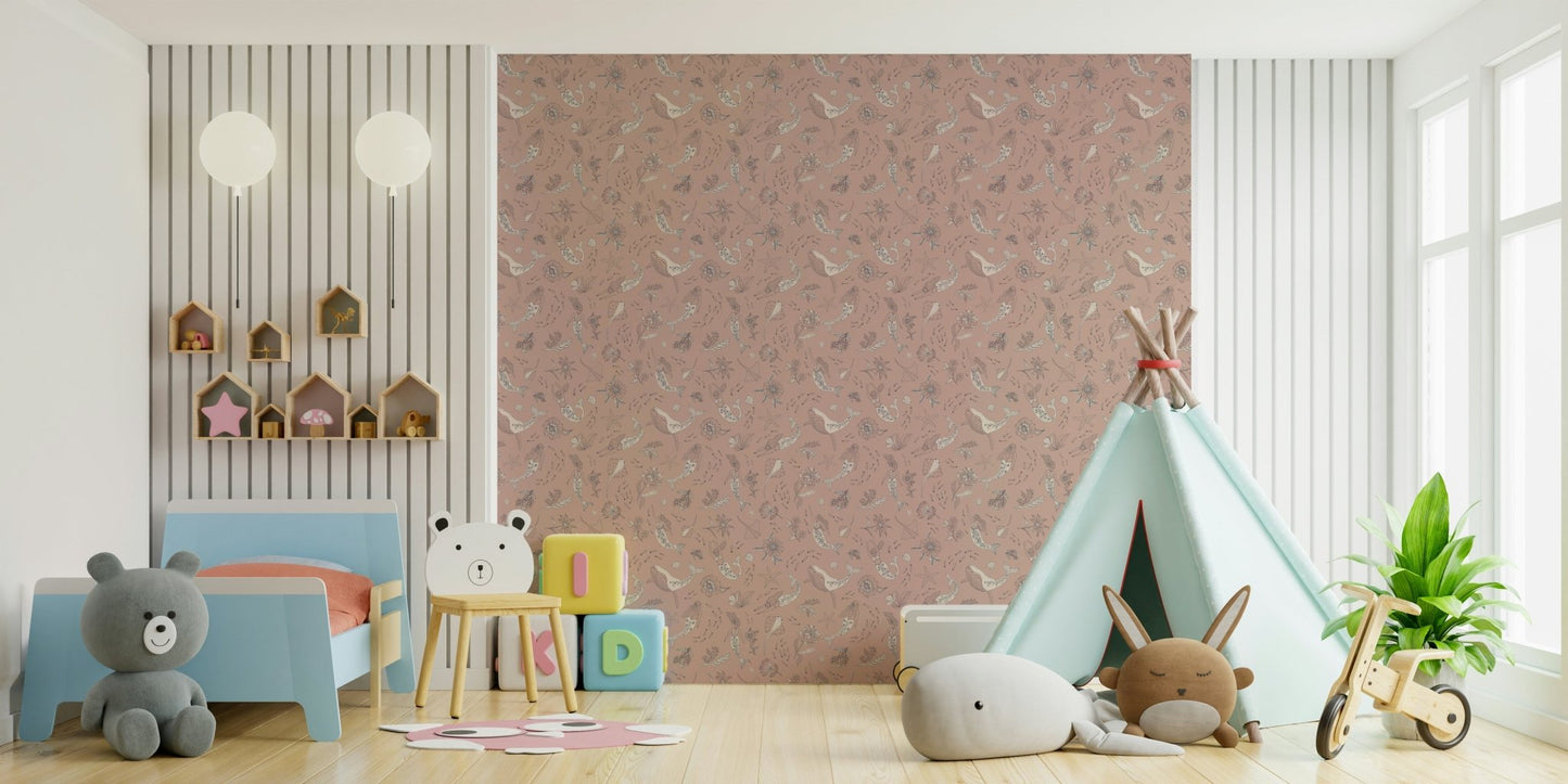 Whimsical mermaid wallpaper in ocean colors, GD960