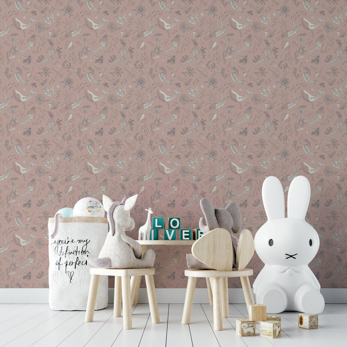 Mermaid-inspired wallpaper with whimsical waves, GD960