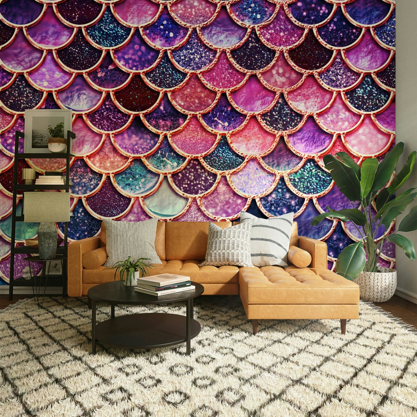 Enchanted Pink Mermaid Scales Wall Mural