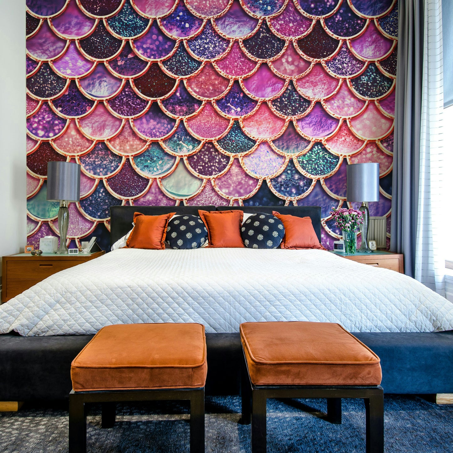 Enchanted Pink Mermaid Scales Wall Mural