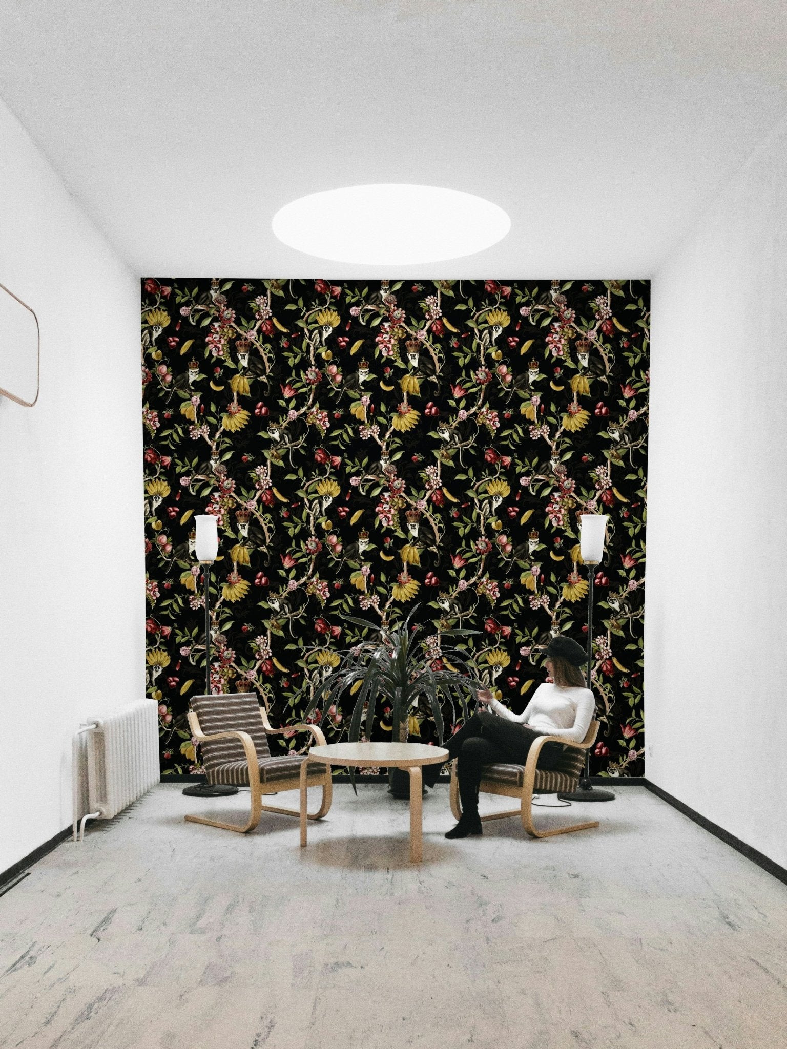 Primate paradise wallpaper with lush greenery.

