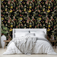 Enchanted monkeys surrounded by foliage wallpaper.

