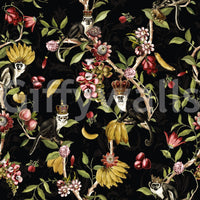 Tropical paradise featuring primates on wallpaper.