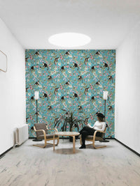 Enchanted jungle monkeys wallpaper for lively decor.

