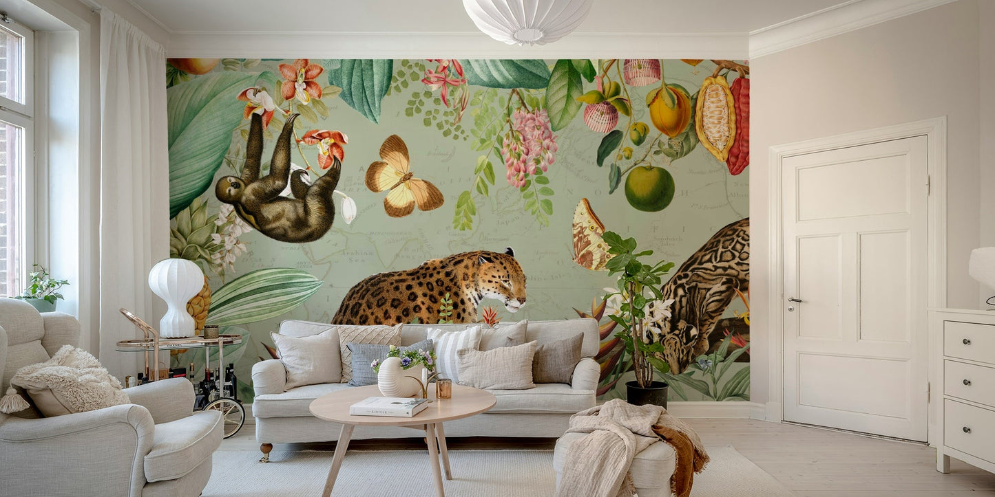 Enchanted Rainforest Mural in Bold Colors
