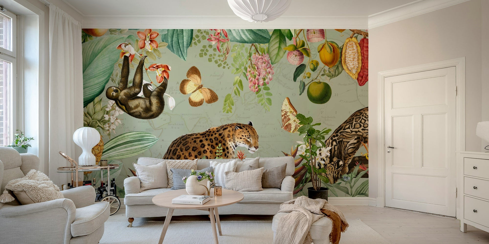 Enchanted Rainforest Mural in Bold Colors