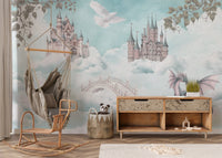 Pastel Sky Castle Nursery Wall Mural