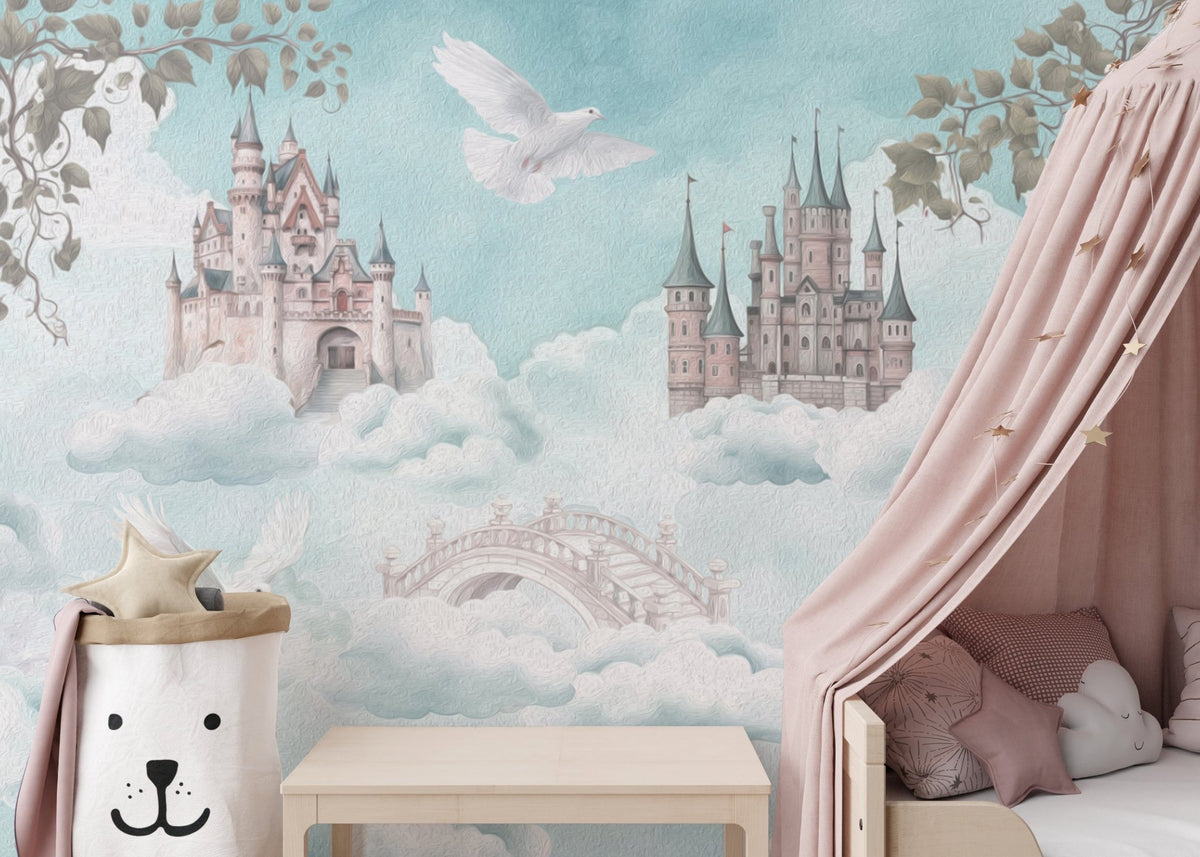 Enchanted Sky Castle Wallpaper Mural D185
