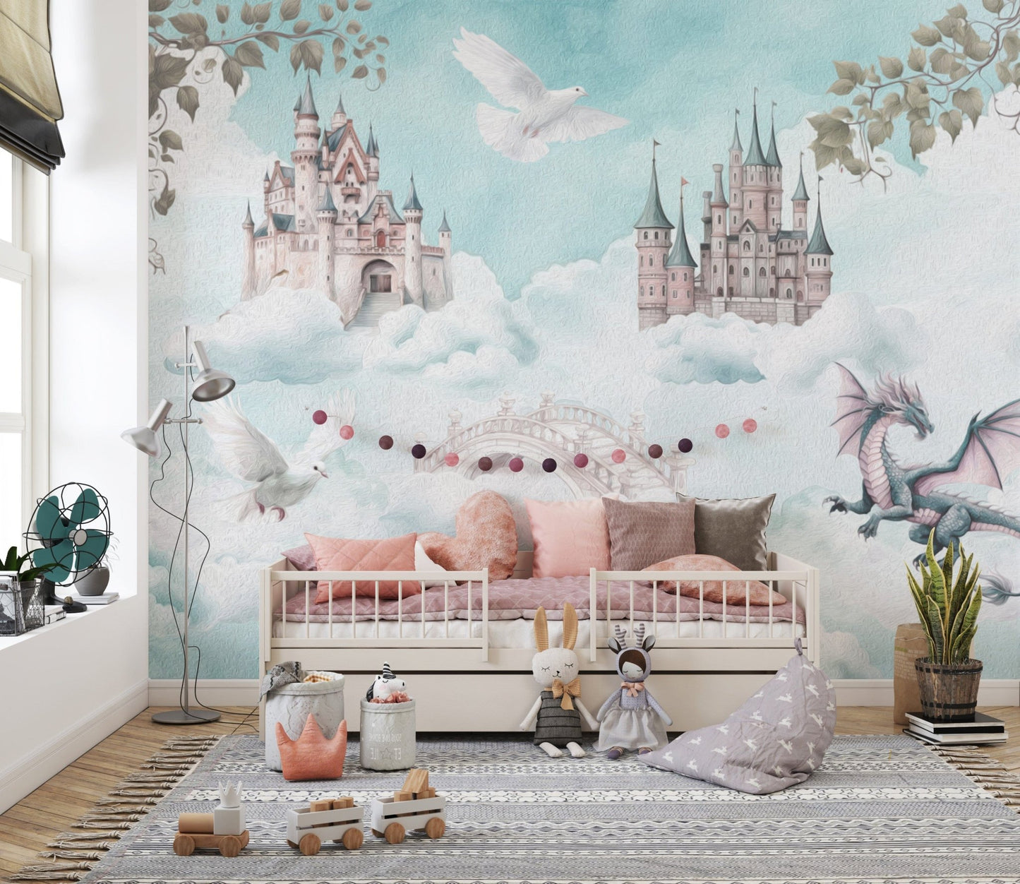 Fantasy Castle Clouds Wallpaper Mural
