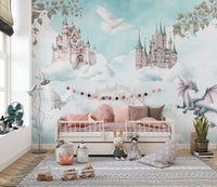 Fantasy Castle Clouds Wallpaper Mural
