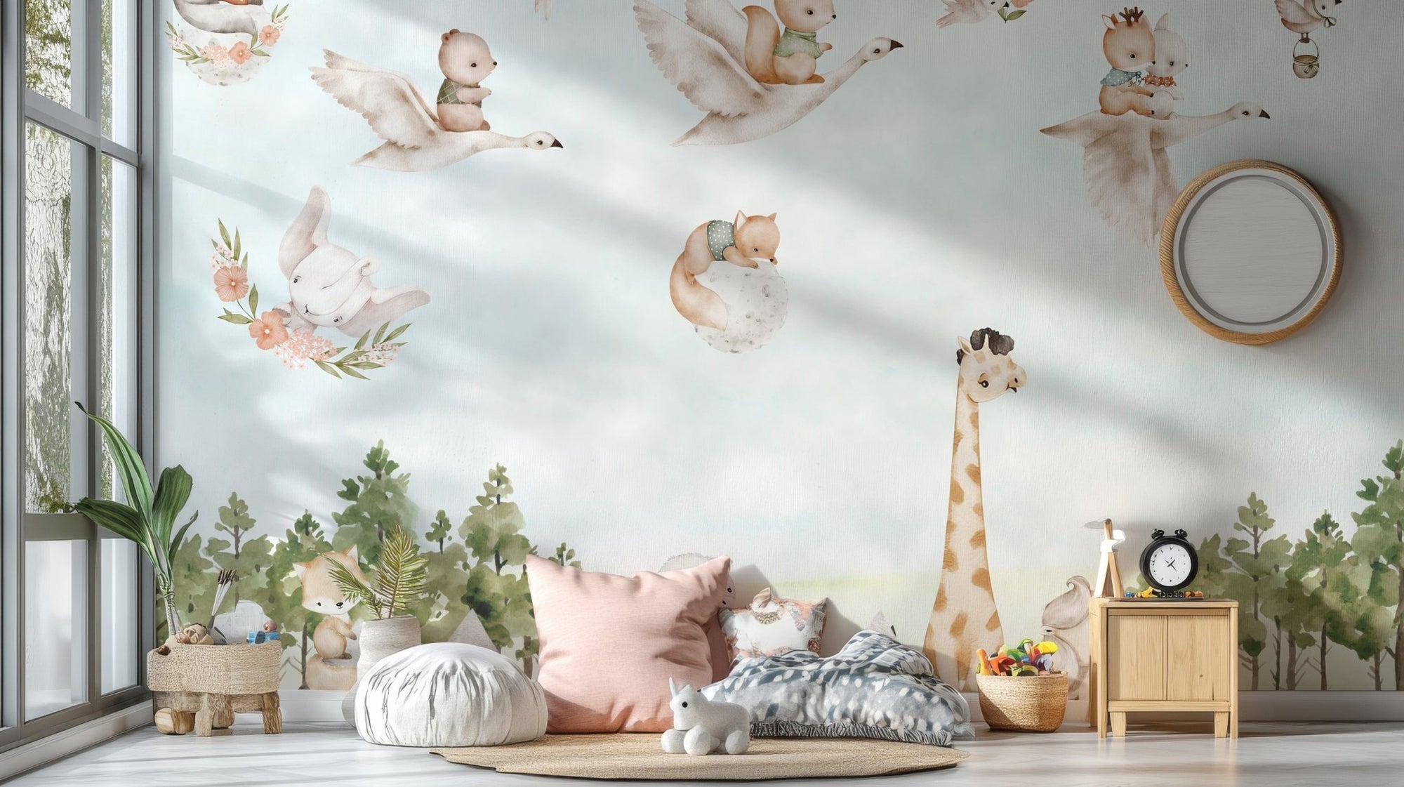 Enchanted Woodland Creatures Mural for decor B818