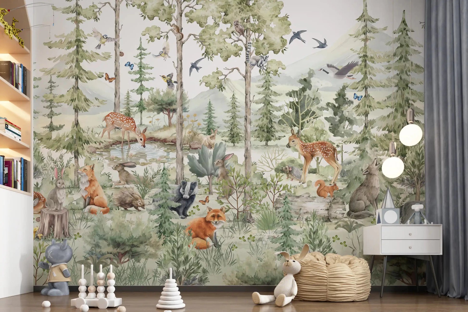 Enchanted Woodland Friends Wall Mural