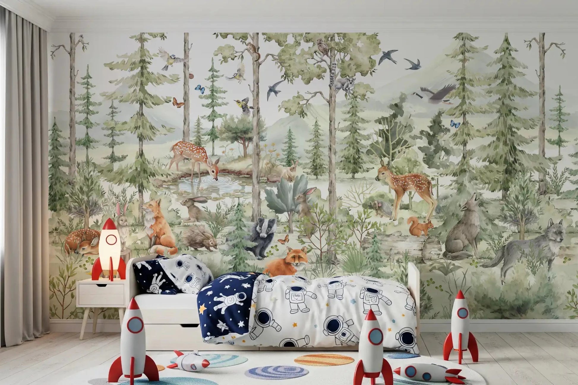 Enchanted Woodland Friends Wall Mural