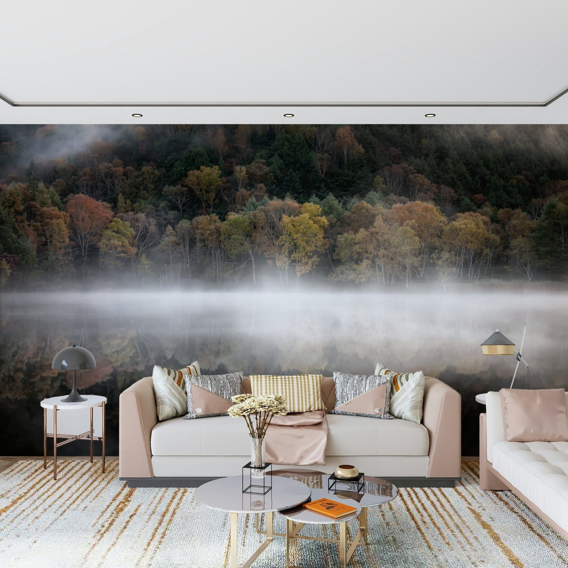 Captivating nature's beauty mirror Enchanted Woodland Mist Reflection interior mural.