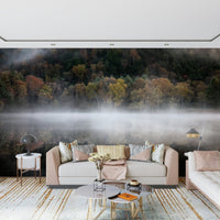 Captivating nature's beauty mirror Enchanted Woodland Mist Reflection interior mural.